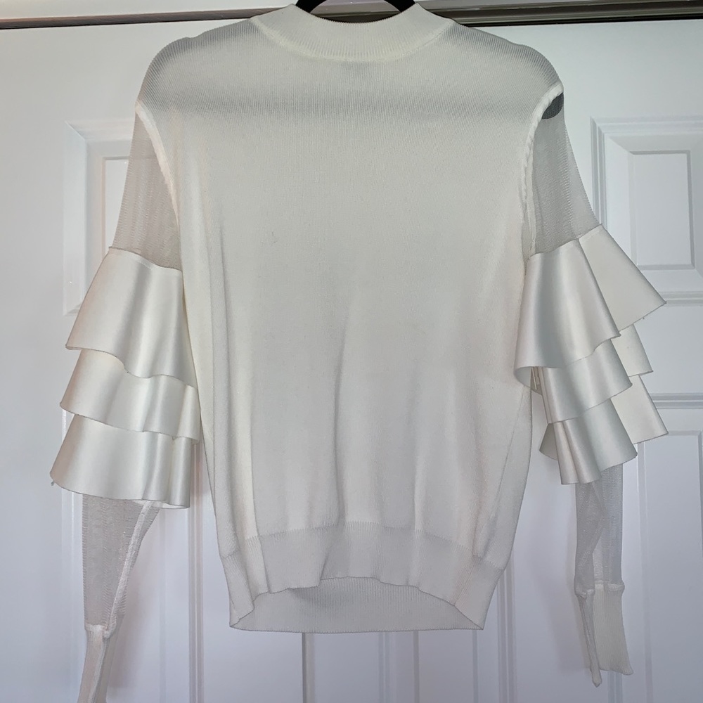 Knit Turtleneck w/ Mesh Long Sleeve